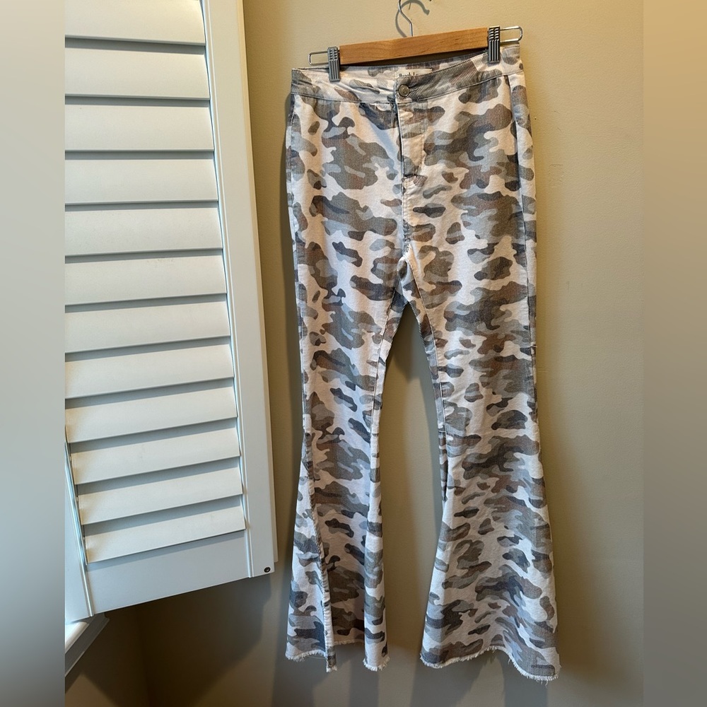 Peach Love Camo Flare Bell Bottom Jeans